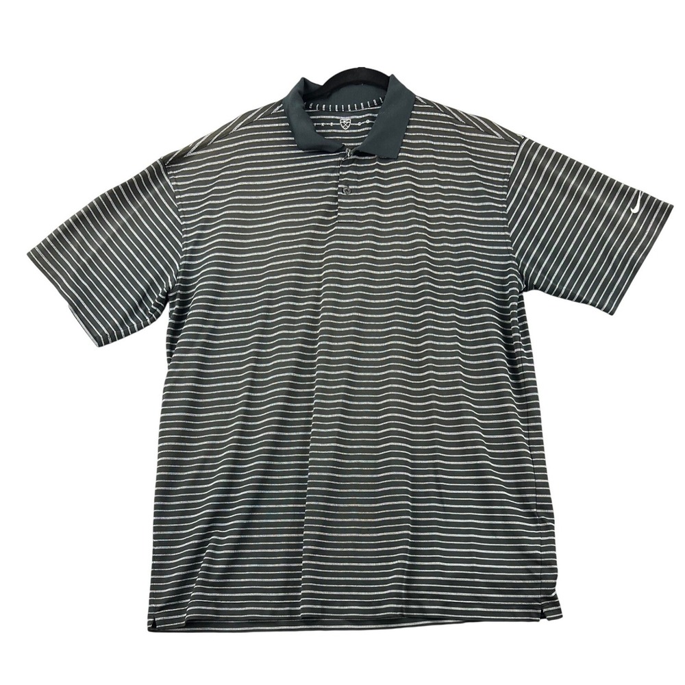 Nike Golf Mens XXL Black Striped Short Sleeve Polo Shirt 206452-010